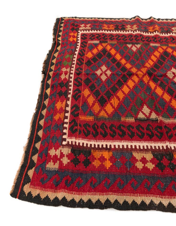 Detail image of 4' 11 x 5' 10 Hand Woven Kilim Maymana Wool Square Rug