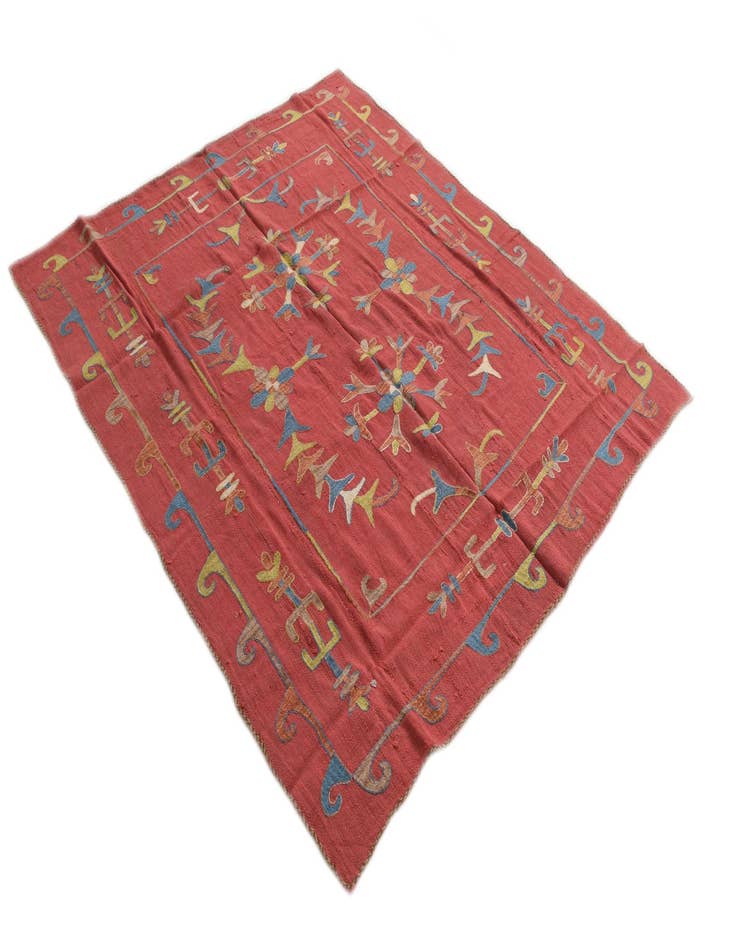 Detail image of  5' 6 x 6' 10  Hand Woven Kilim Suzani Wool Square Rug