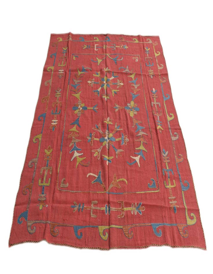 Detail image of  5' 6 x 6' 10  Hand Woven Kilim Suzani Wool Square Rug