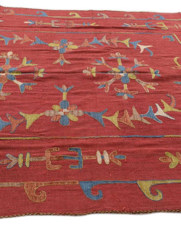Detail image of  5' 6 x 6' 10  Hand Woven Kilim Suzani Wool Square Rug