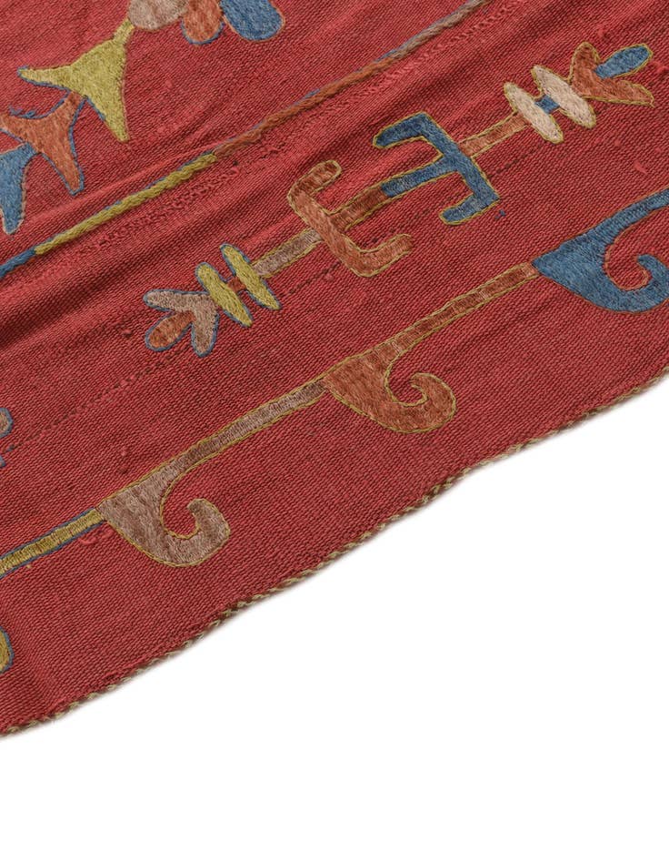 Detail image of  5' 6 x 6' 10  Hand Woven Kilim Suzani Wool Square Rug