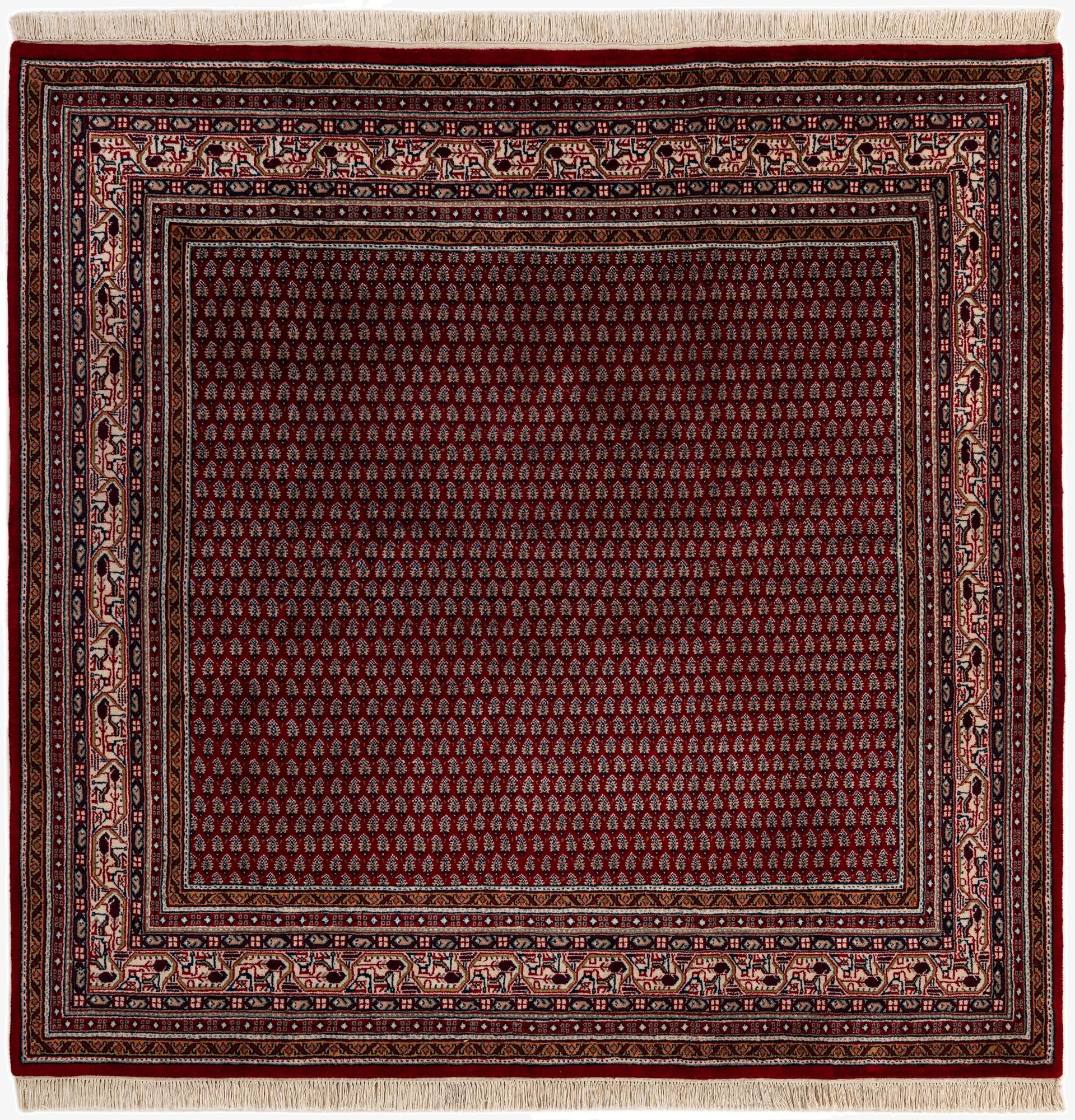  6' 3 x 6' 4  Hand Knotted Mir Wool Square Rug