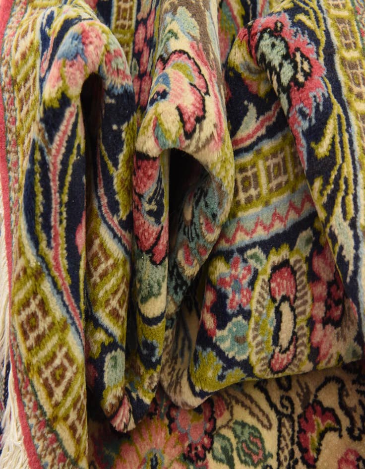 Detail image of  6' 5 x 7'  Hand Knotted Qom Persian Square Rug