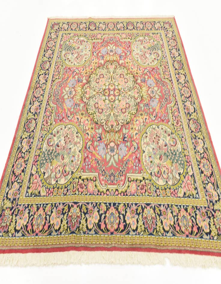 Detail image of  6' 5 x 7'  Hand Knotted Qom Persian Square Rug