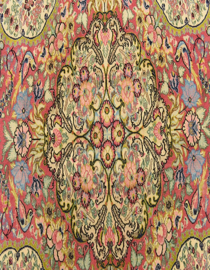 Detail image of  6' 5 x 7'  Hand Knotted Qom Persian Square Rug