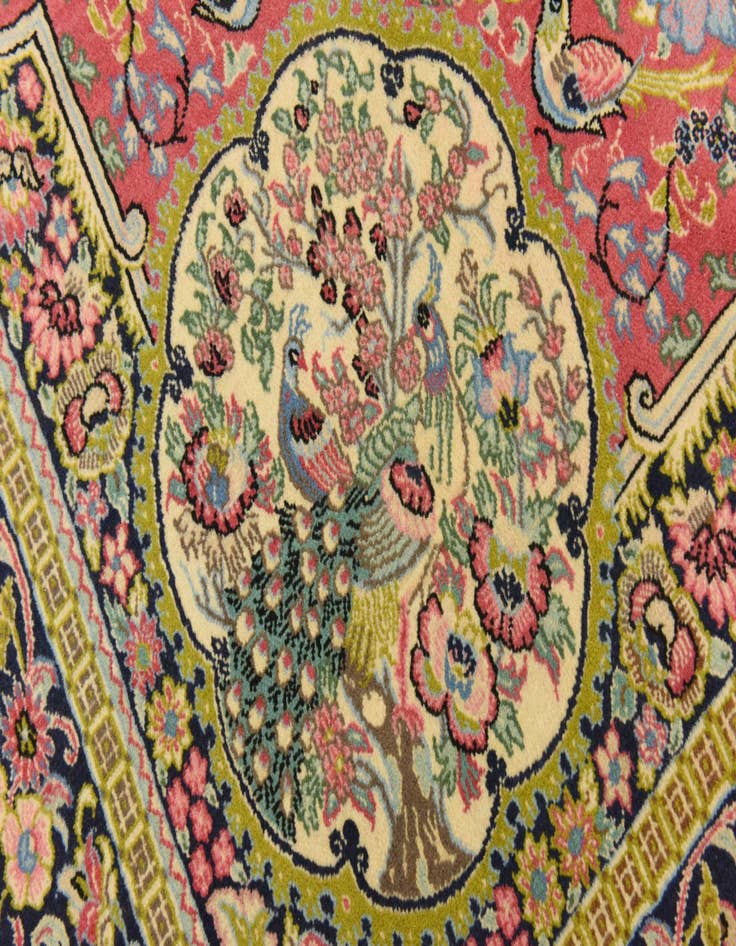 Detail image of  6' 5 x 7'  Hand Knotted Qom Persian Square Rug