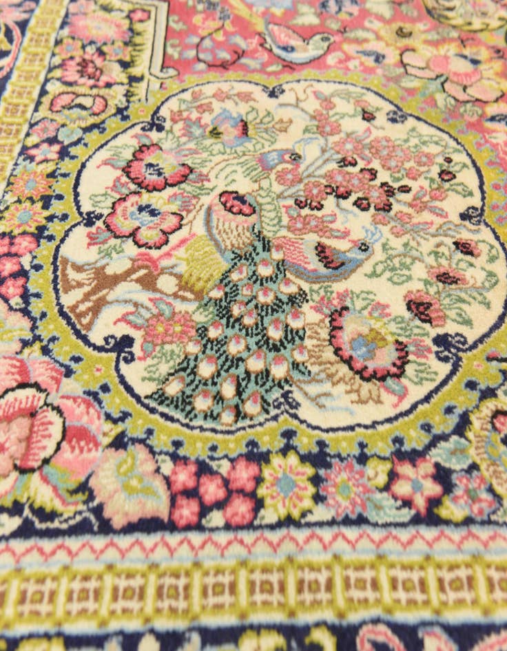 Detail image of  6' 5 x 7'  Hand Knotted Qom Persian Square Rug