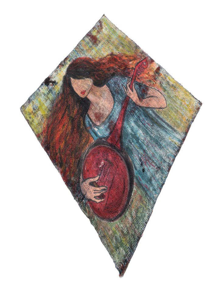 Detail image of  3' 4 x 3' 8  Hand Knotted Ultra Vintage Persian Wool Square Rug