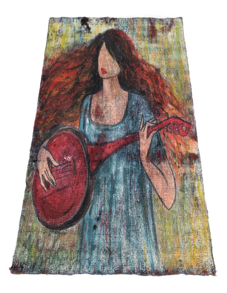 Detail image of  3' 4 x 3' 8  Hand Knotted Ultra Vintage Persian Wool Square Rug