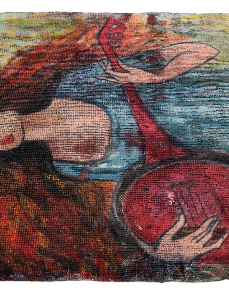 Detail image of  3' 4 x 3' 8  Hand Knotted Ultra Vintage Persian Wool Square Rug