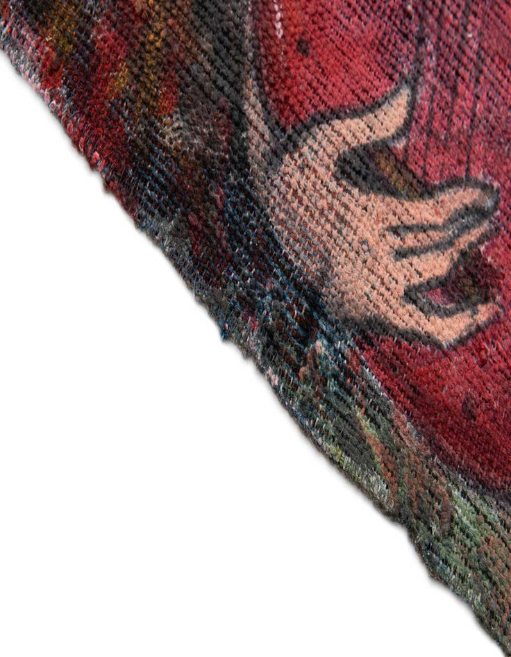 Detail image of  3' 4 x 3' 8  Hand Knotted Ultra Vintage Persian Wool Square Rug