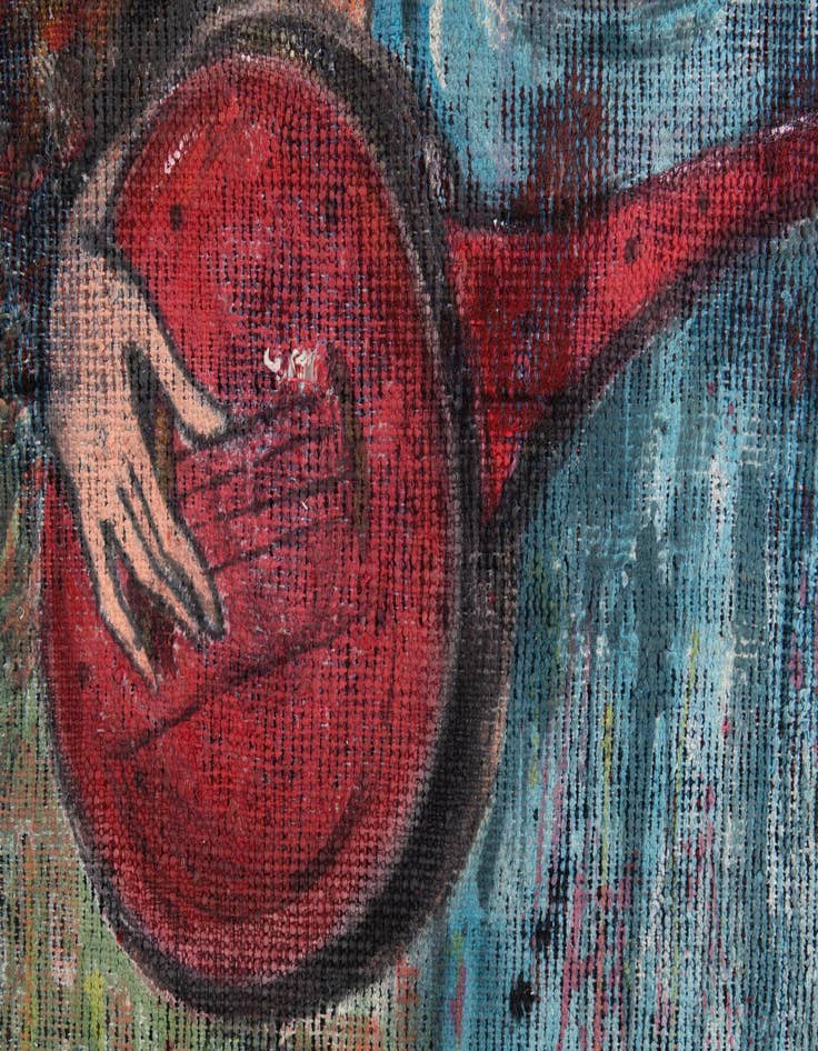 Detail image of  3' 4 x 3' 8  Hand Knotted Ultra Vintage Persian Wool Square Rug