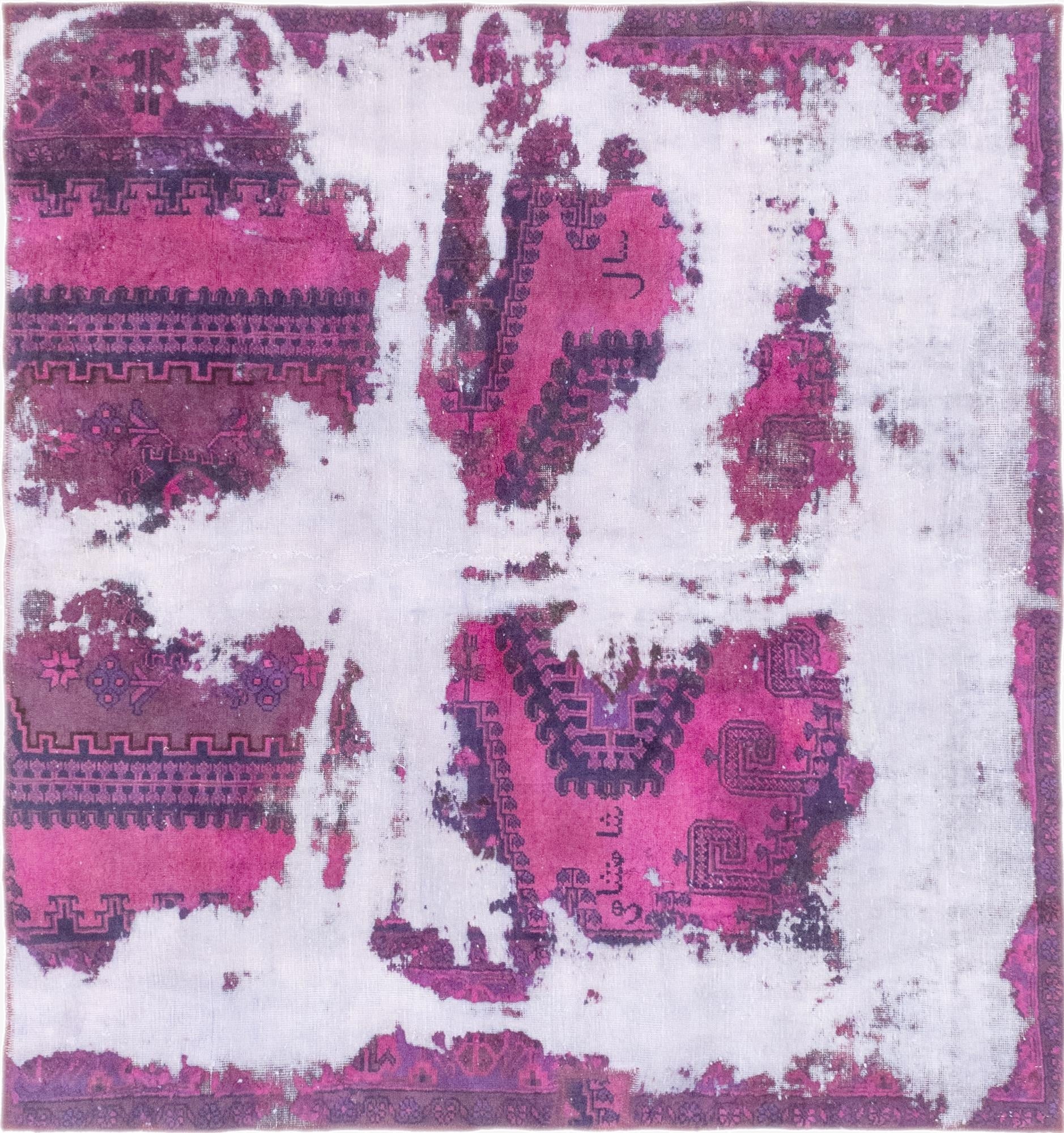  6' x 6' 7  Hand Knotted Ultra Vintage Persian Wool Square Rug