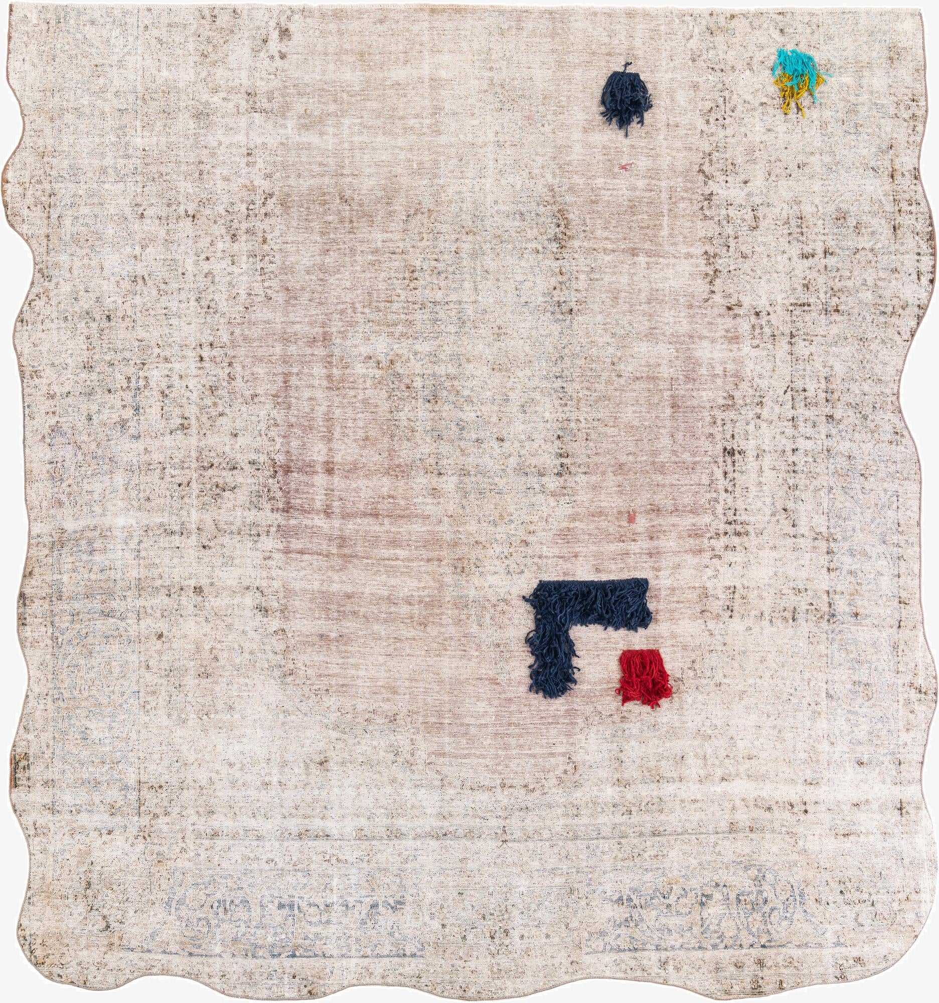  8' 10 x 9' 6  Hand Knotted Ultra Vintage Persian Wool Square Rug