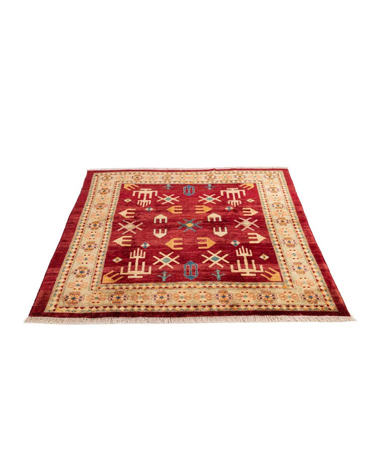 Detail image of  6' 2 x 6' 3  Hand Knotted Ziegler Wool Square Rug