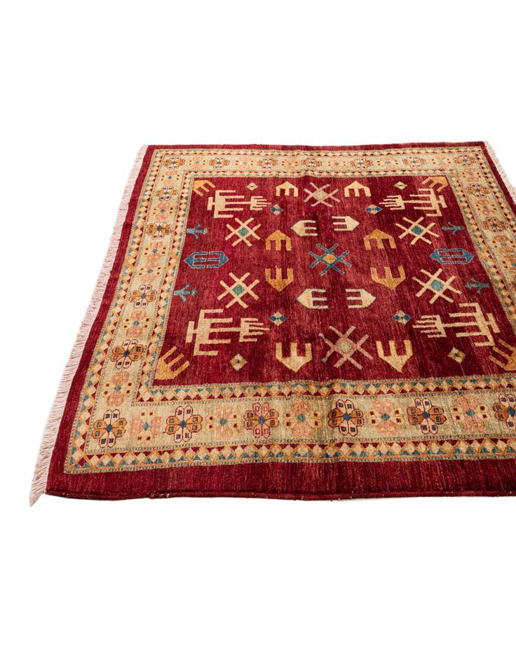 Detail image of  6' 2 x 6' 3  Hand Knotted Ziegler Wool Square Rug