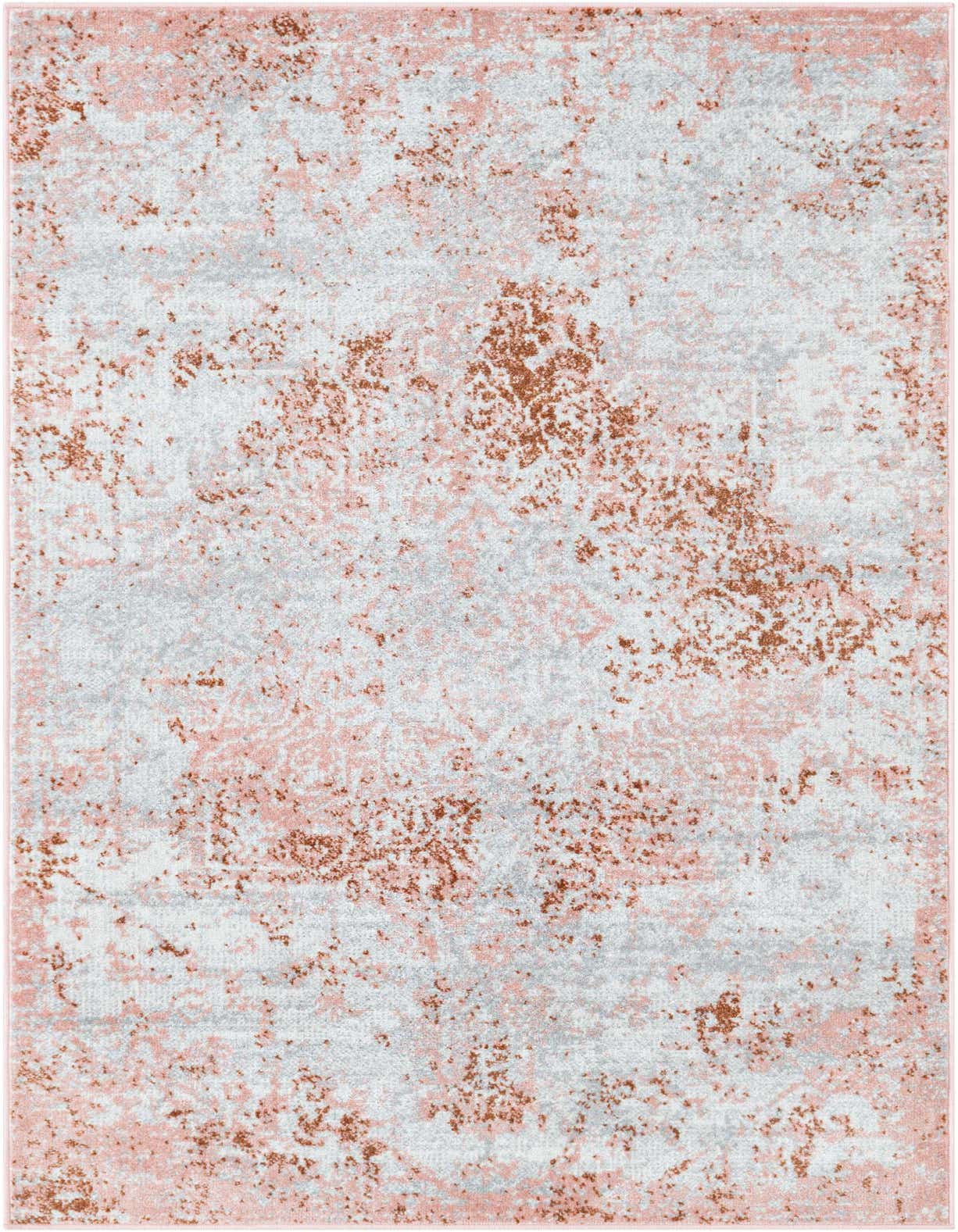 A 3x5 rectangular Kamala Washable rug featuring a distressed pink, red, and white traditional medallion pattern.