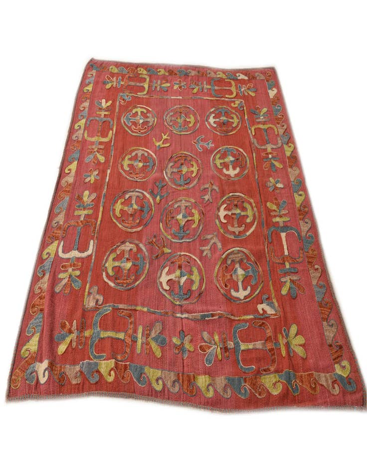 Detail image of  5' 7 x 6' 6  Hand Woven Kilim Suzani Wool Rug