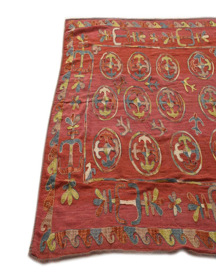 Detail image of  5' 7 x 6' 6  Hand Woven Kilim Suzani Wool Rug