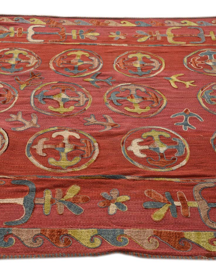 Detail image of  5' 7 x 6' 6  Hand Woven Kilim Suzani Wool Rug