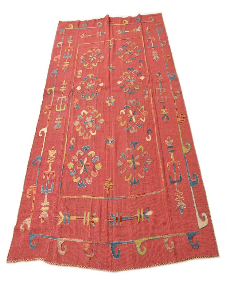 Detail image of  5' 8 x 7' 1  Hand Woven Kilim Suzani Wool Rug