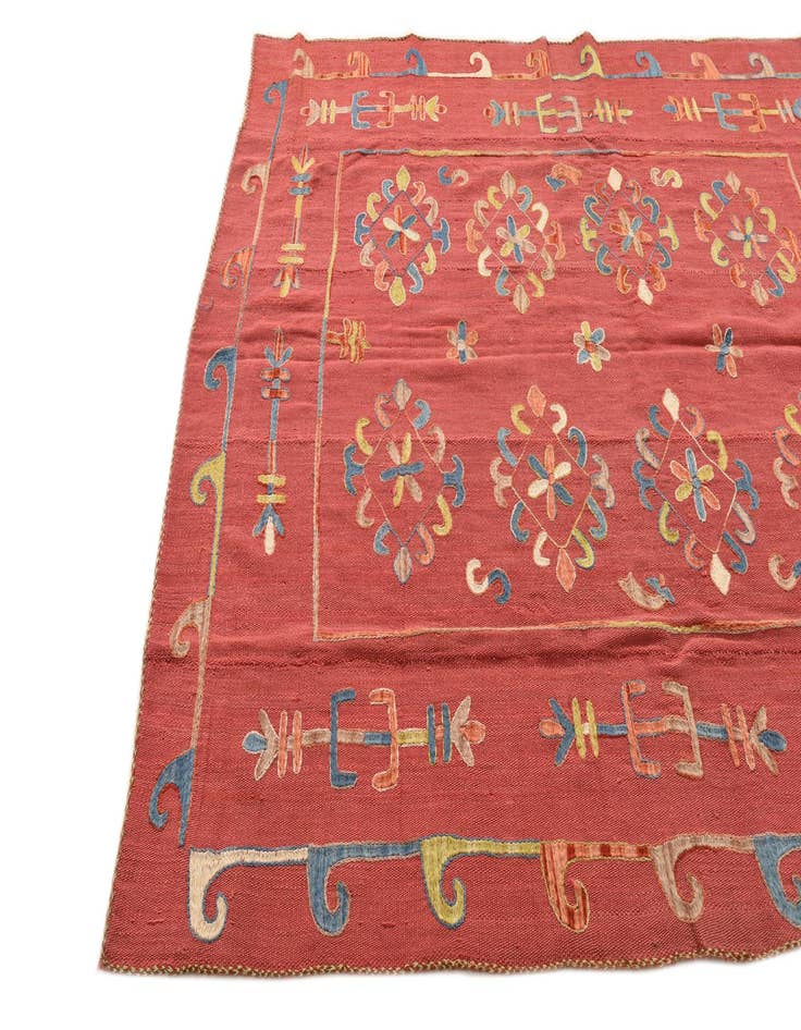 Detail image of  5' 8 x 7' 1  Hand Woven Kilim Suzani Wool Rug