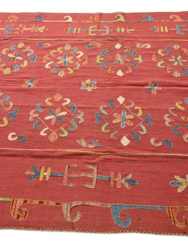 Detail image of  5' 8 x 7' 1  Hand Woven Kilim Suzani Wool Rug