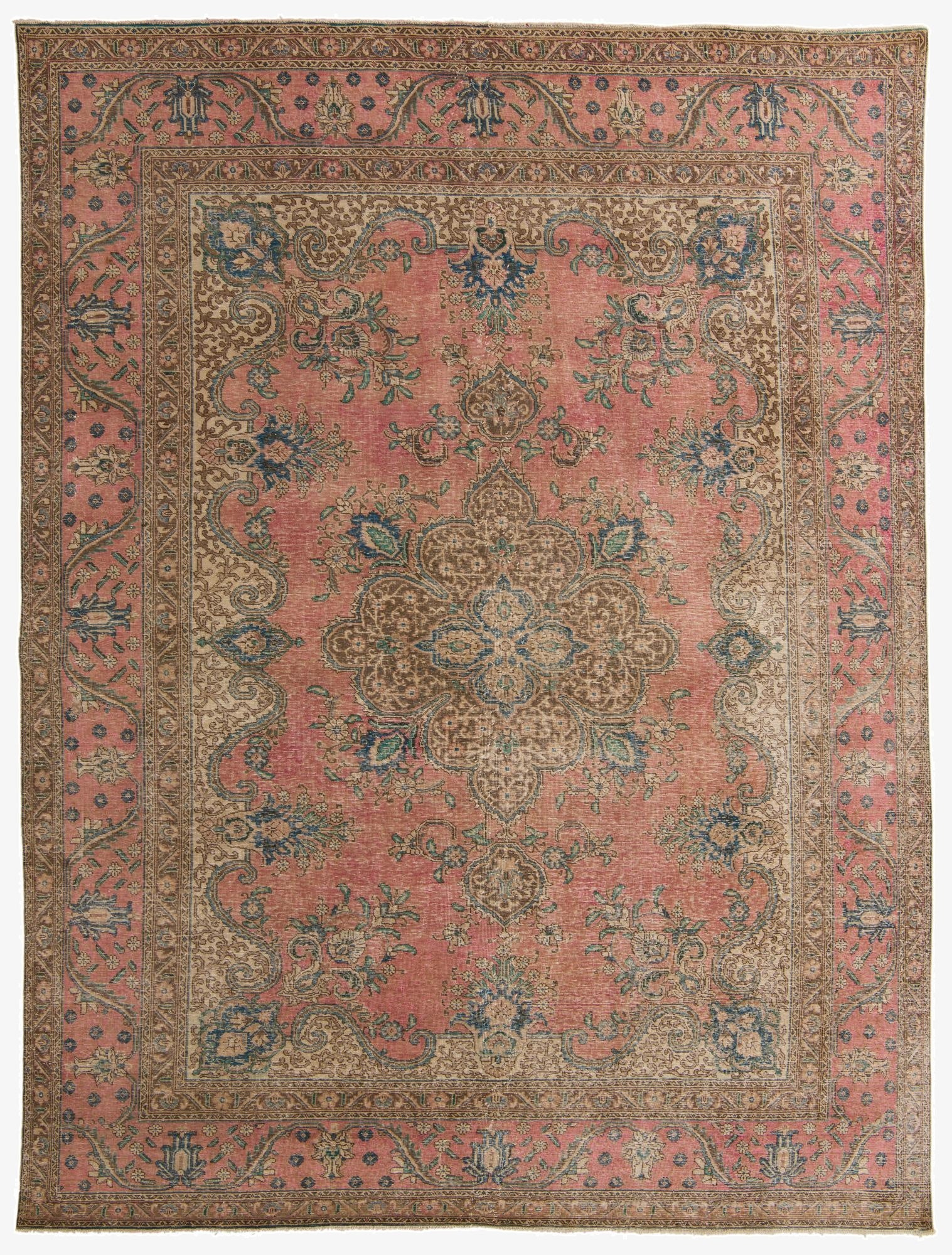  9' 3 x 12' 7  Hand Knotted Ultra Vintage Persian Wool Rug