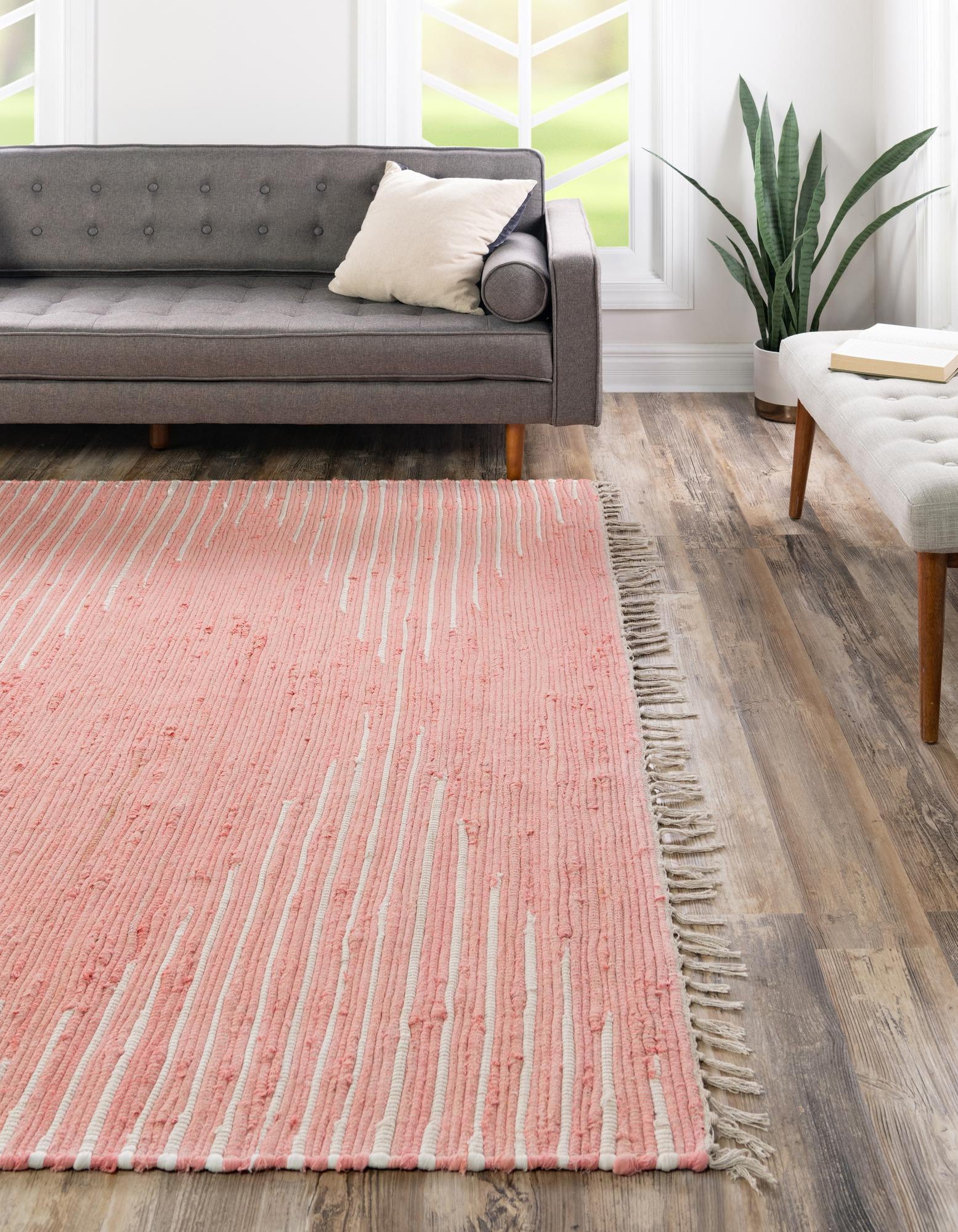 Rose 7' 1 x 7' 1 Hand Woven Chindi Cotton Square Rug | Rugs.com