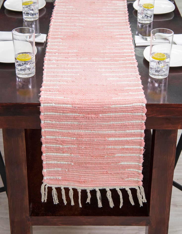 Detail image of  1' 2 x 4' 1  Hand Woven Chindi Cotton Table Runner Rug