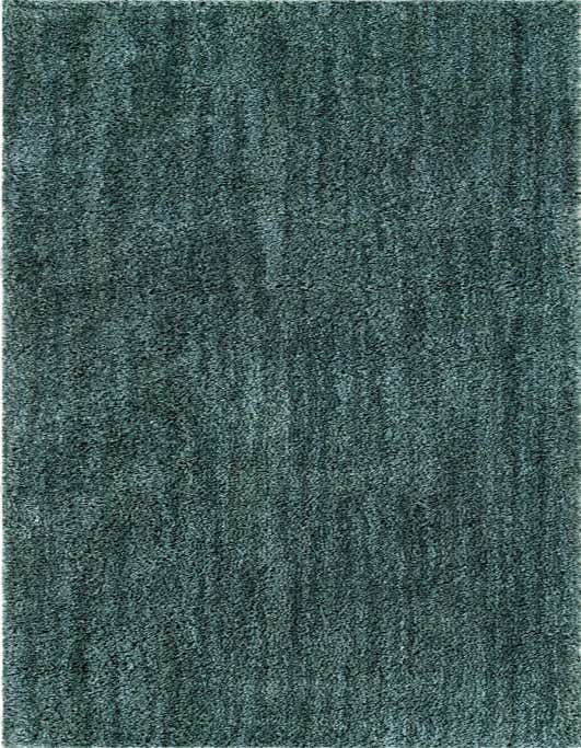 A close-up view of a Jill Zarin Shaggy Chic 10 Ft Runner rug in a deep teal green, showcasing its soft, textured shag pile.