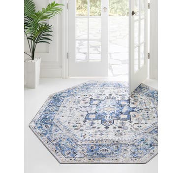 Royal Blue 5' x 5' Washable Yara Octagon Rug | Rugs.com