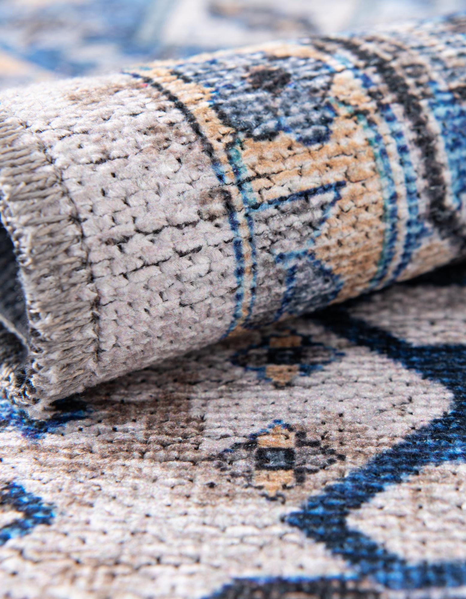 Royal Blue 5' x 5' Washable Yara Octagon Rug | Rugs.com