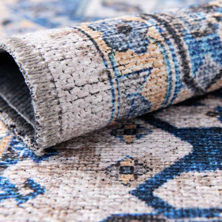 Royal Blue 5' x 5' Washable Yara Octagon Rug | Rugs.com