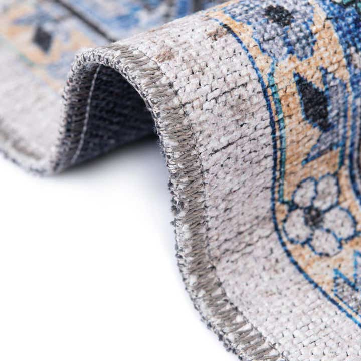 Royal Blue 5' x 5' Washable Yara Octagon Rug | Rugs.com