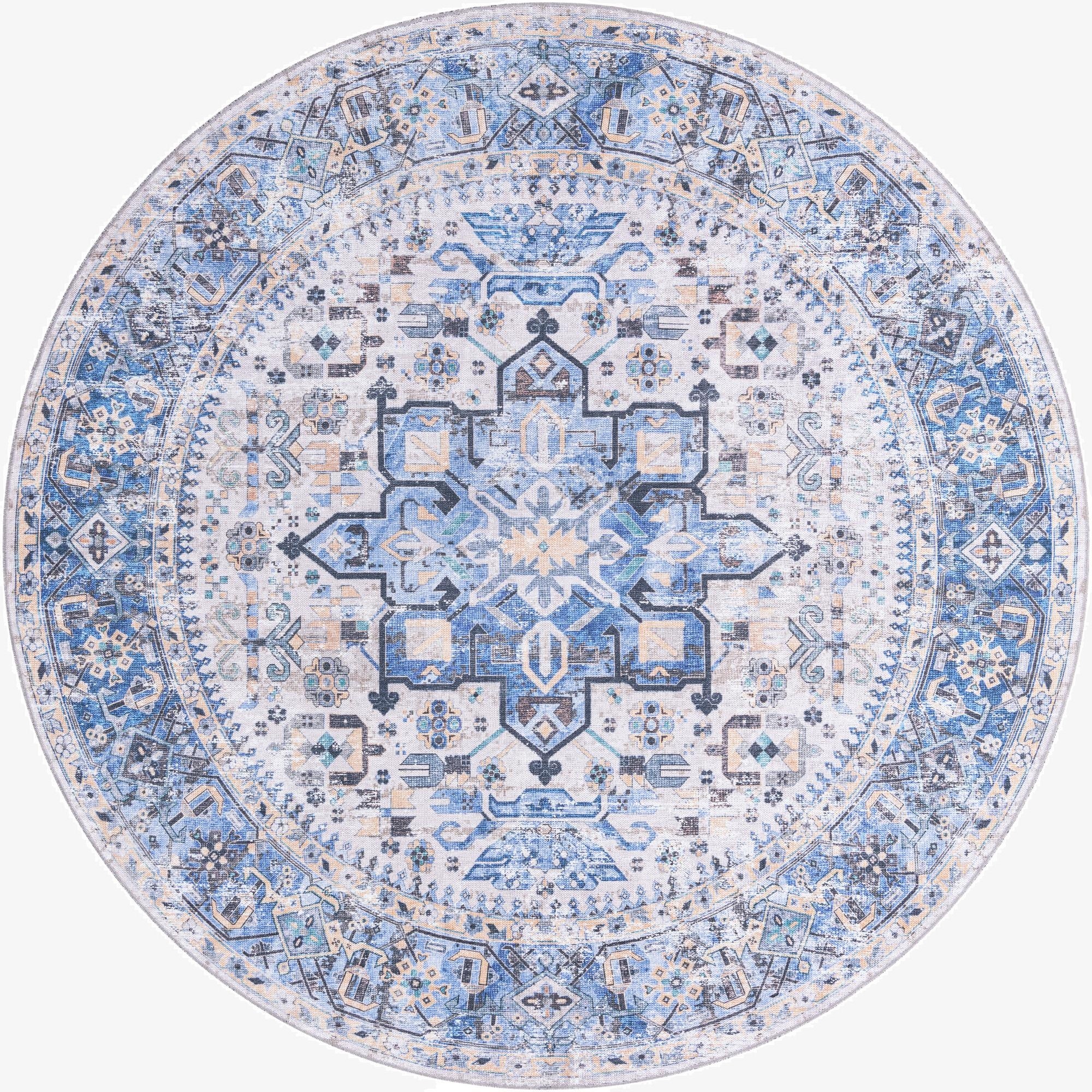  7' 10 x 7' 10  Washable Yara Round Rug