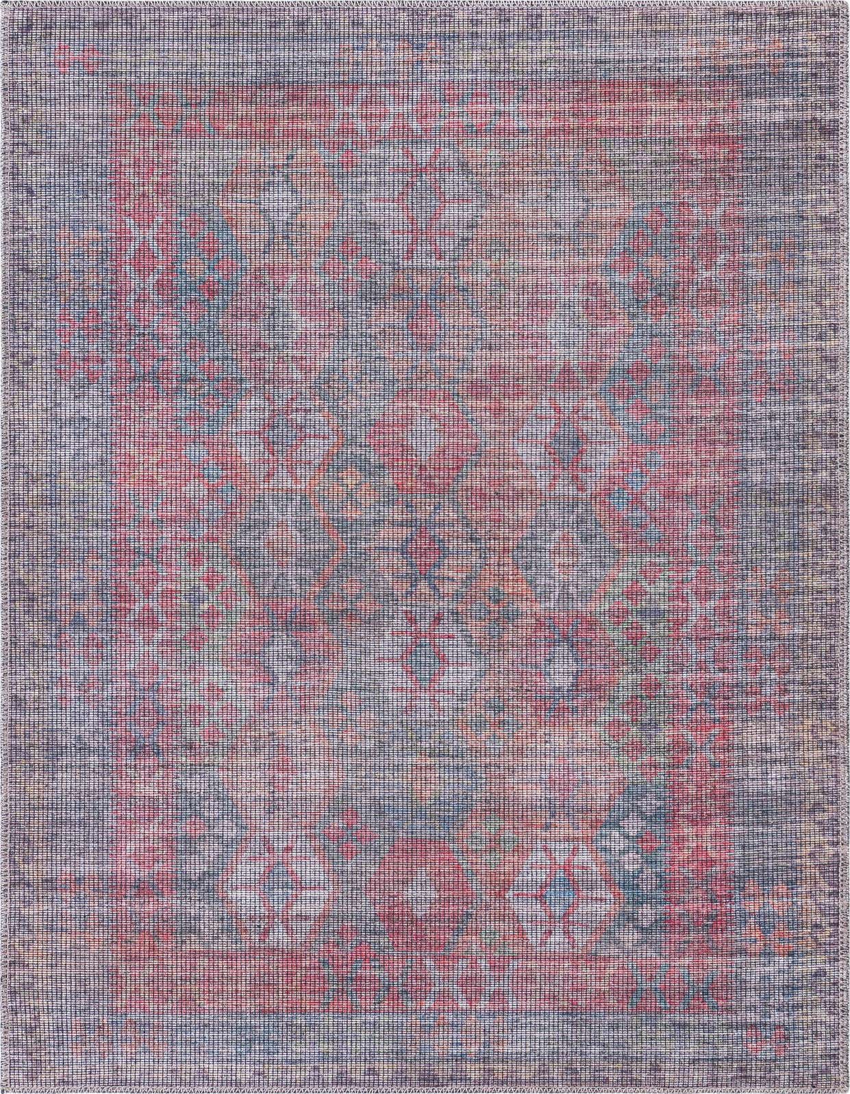 A 3x5 rectangular Sisu rug with a distressed traditional medallion pattern in shades of blue, red, and tan.