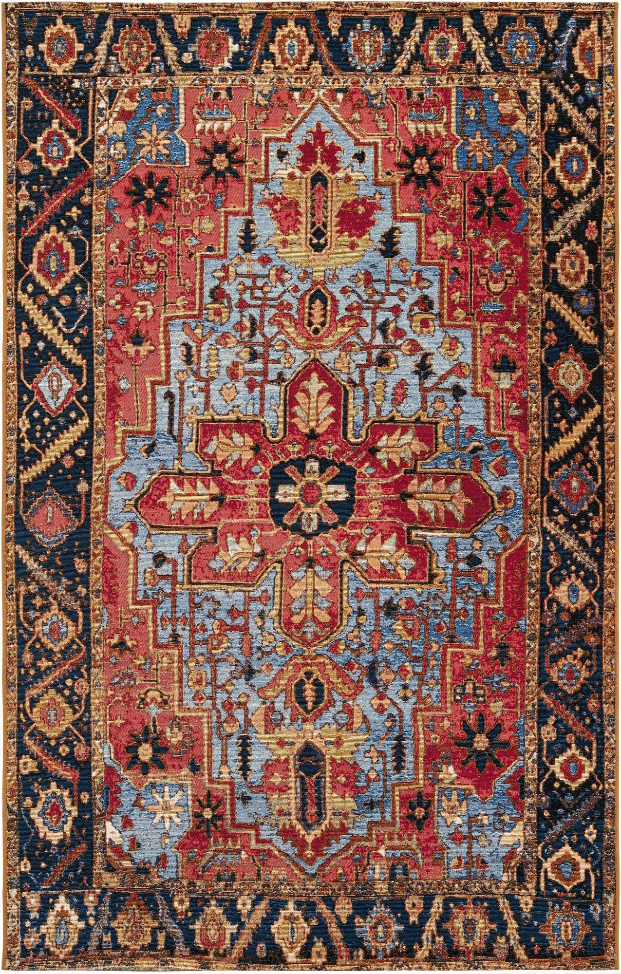 Primary image  5' x 8'  Washable Traditional Indoor / Outdoor Rug