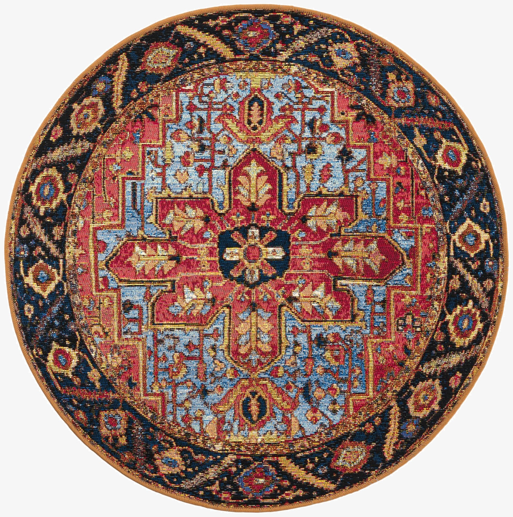  3' x 3'  Washable Traditional Indoor / Outdoor Round Rug