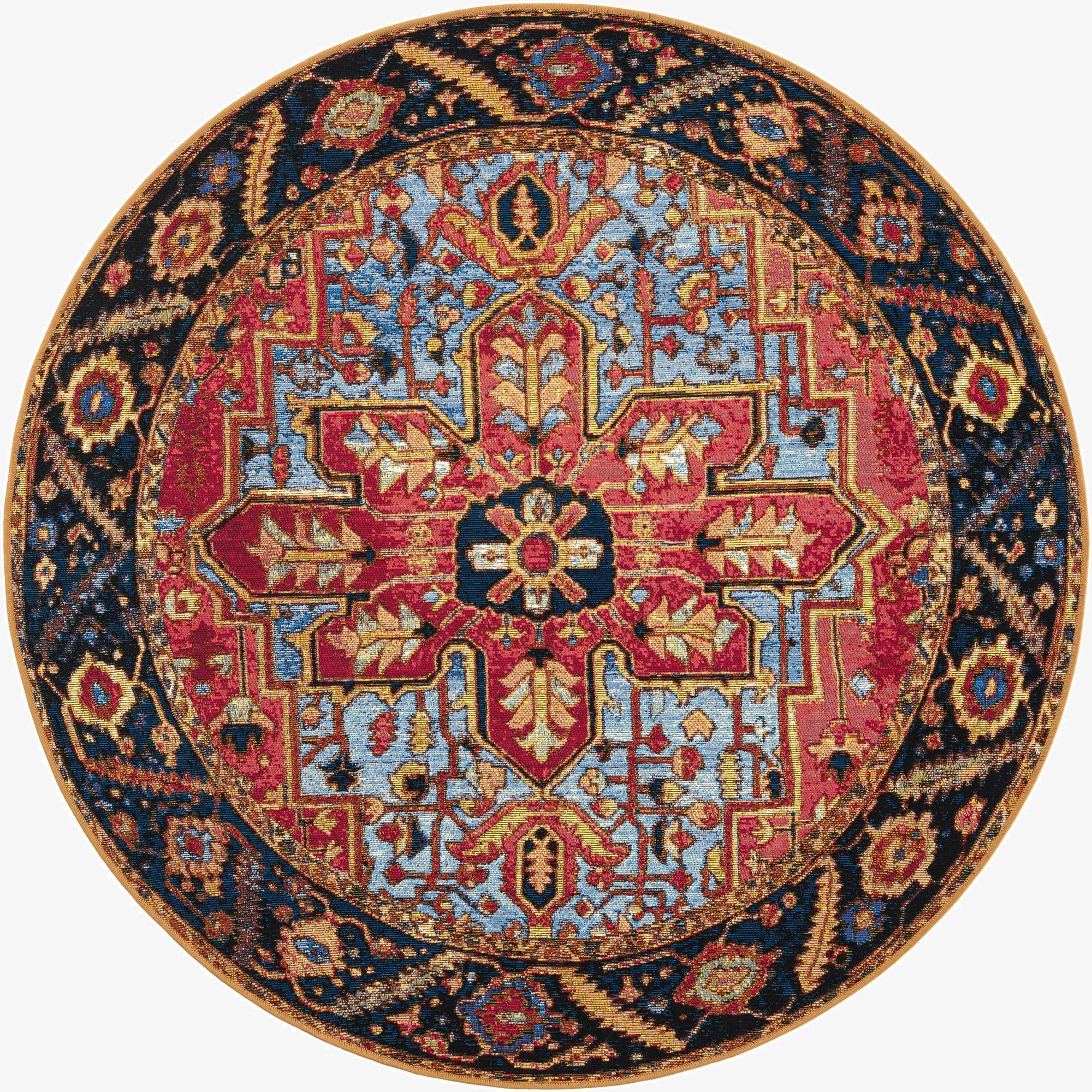  5' x 5'  Washable Traditional Indoor / Outdoor Round Rug