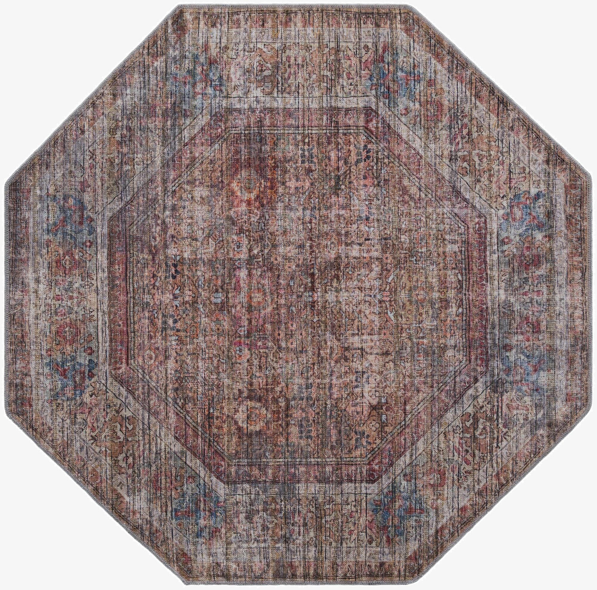  5' 3 x 5' 3  Washable Nostalgia Octagon Rug