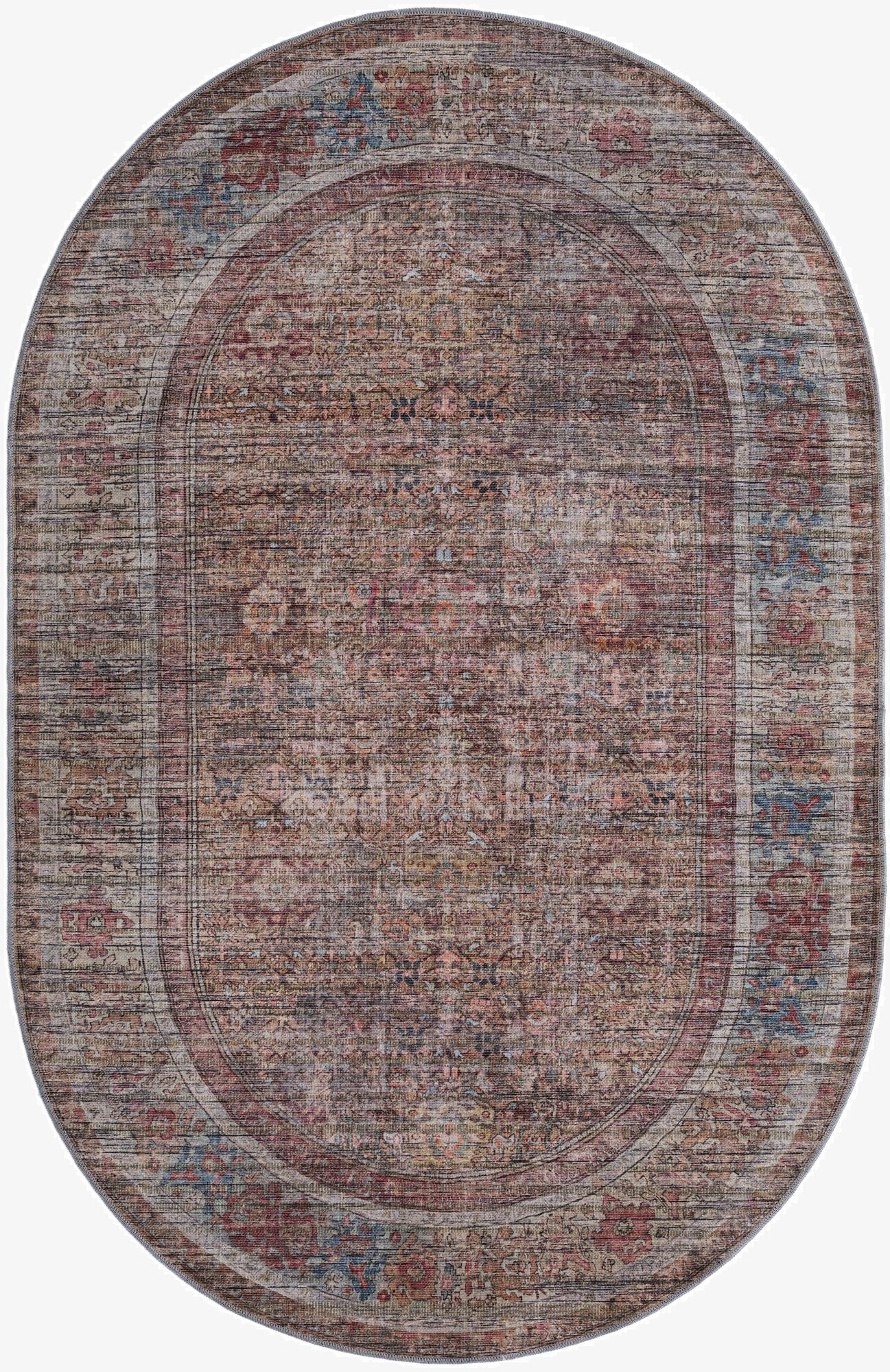  5' 3 x 8'  Washable Nostalgia Oval Rug