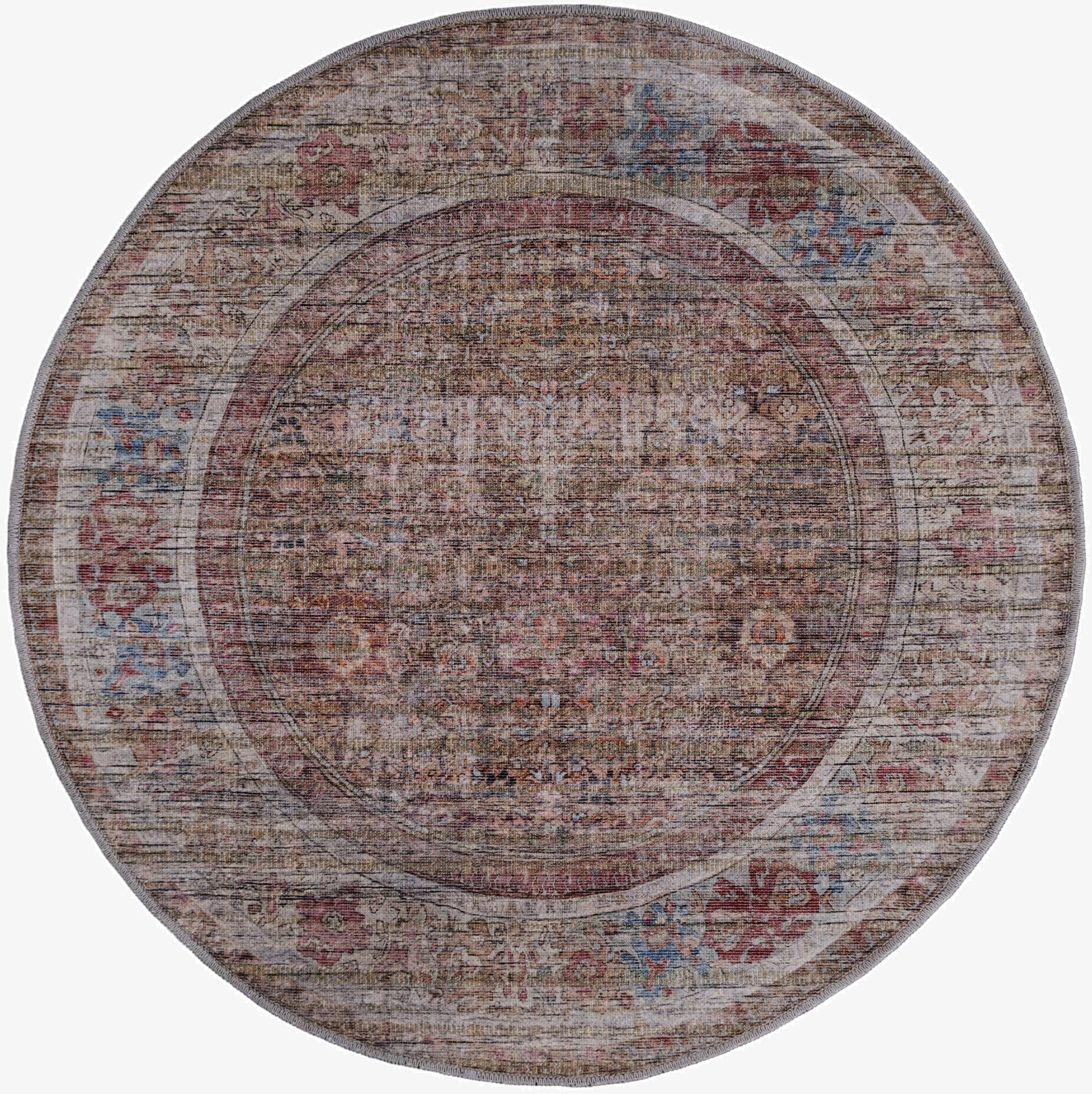  4' x 4'  Washable Nostalgia Round Rug