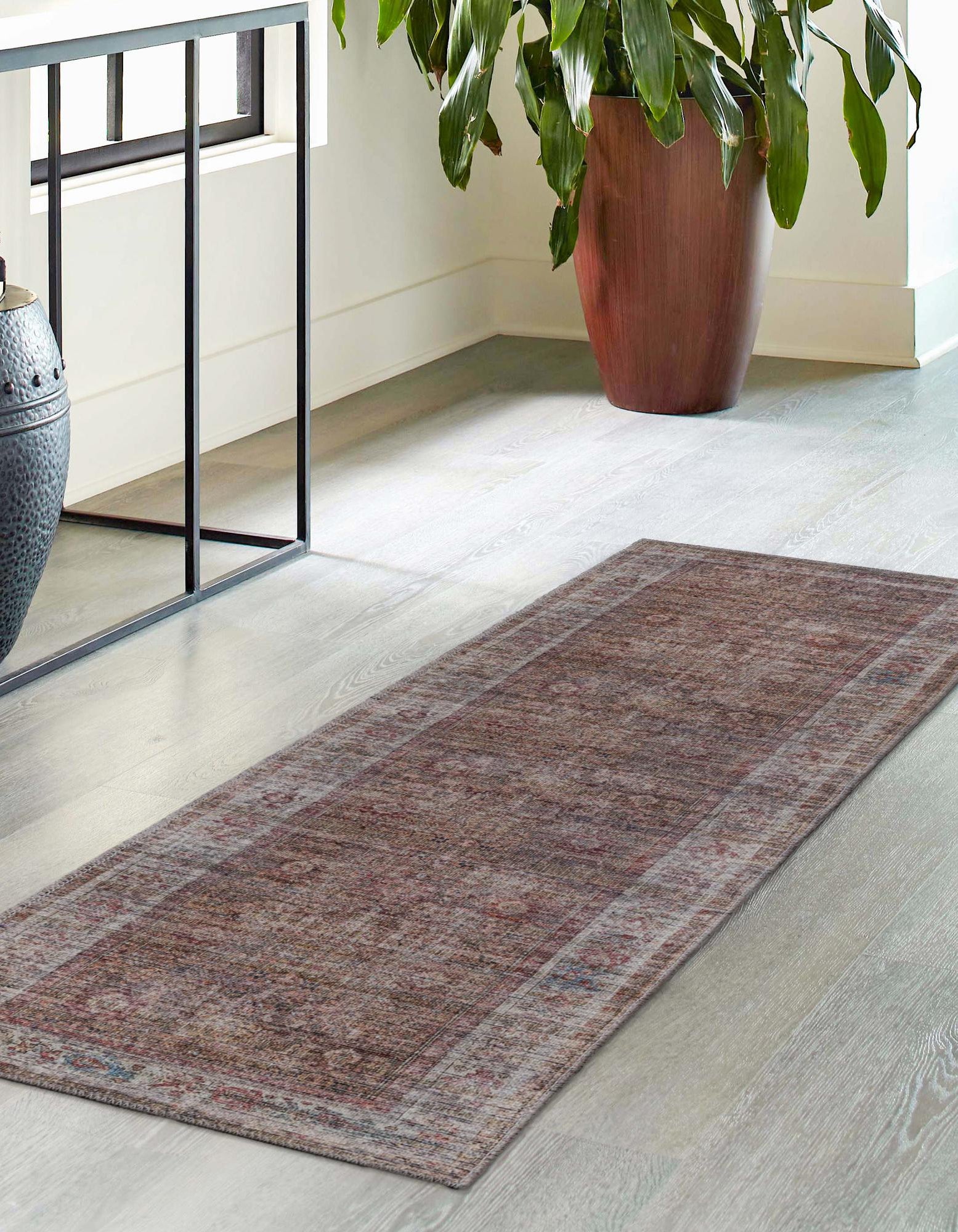 Rust Red and Brown 2' 7 x 14' Washable Nostalgia Runner Rug | Rugs.com