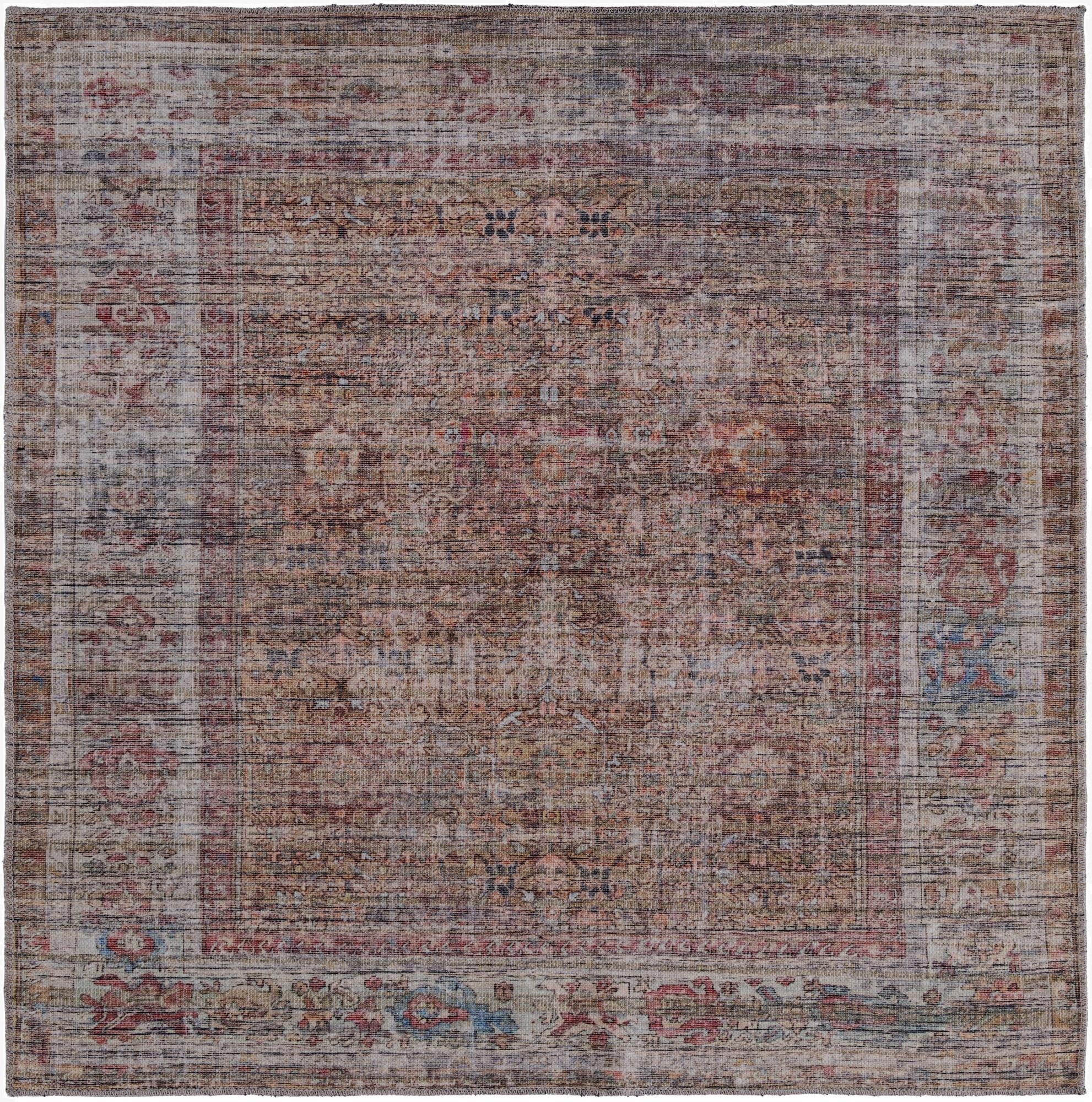  5' 3 x 5' 3  Washable Nostalgia Square Rug