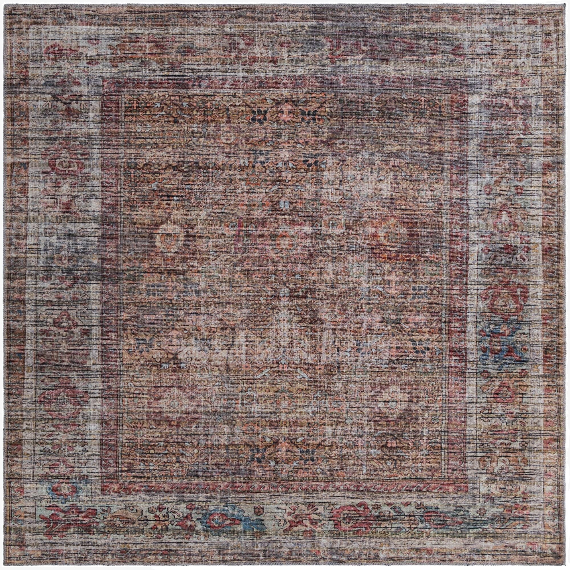  7' 3 x 7' 3  Washable Nostalgia Square Rug