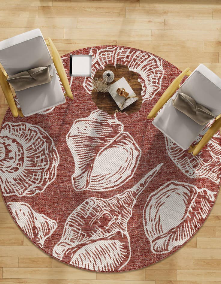 Detail image of  7' 10 x 7' 10  Washable Coastal Indoor / Outdoor Round Rug