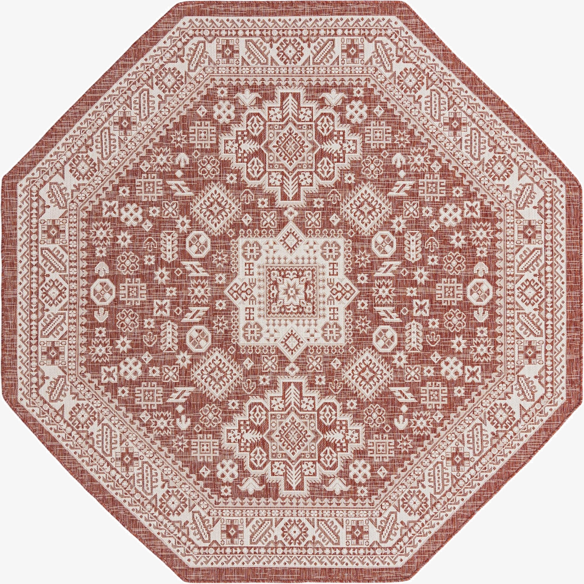  7' 10 x 7' 10  Washable Aztec Indoor / Outdoor Octagon Rug