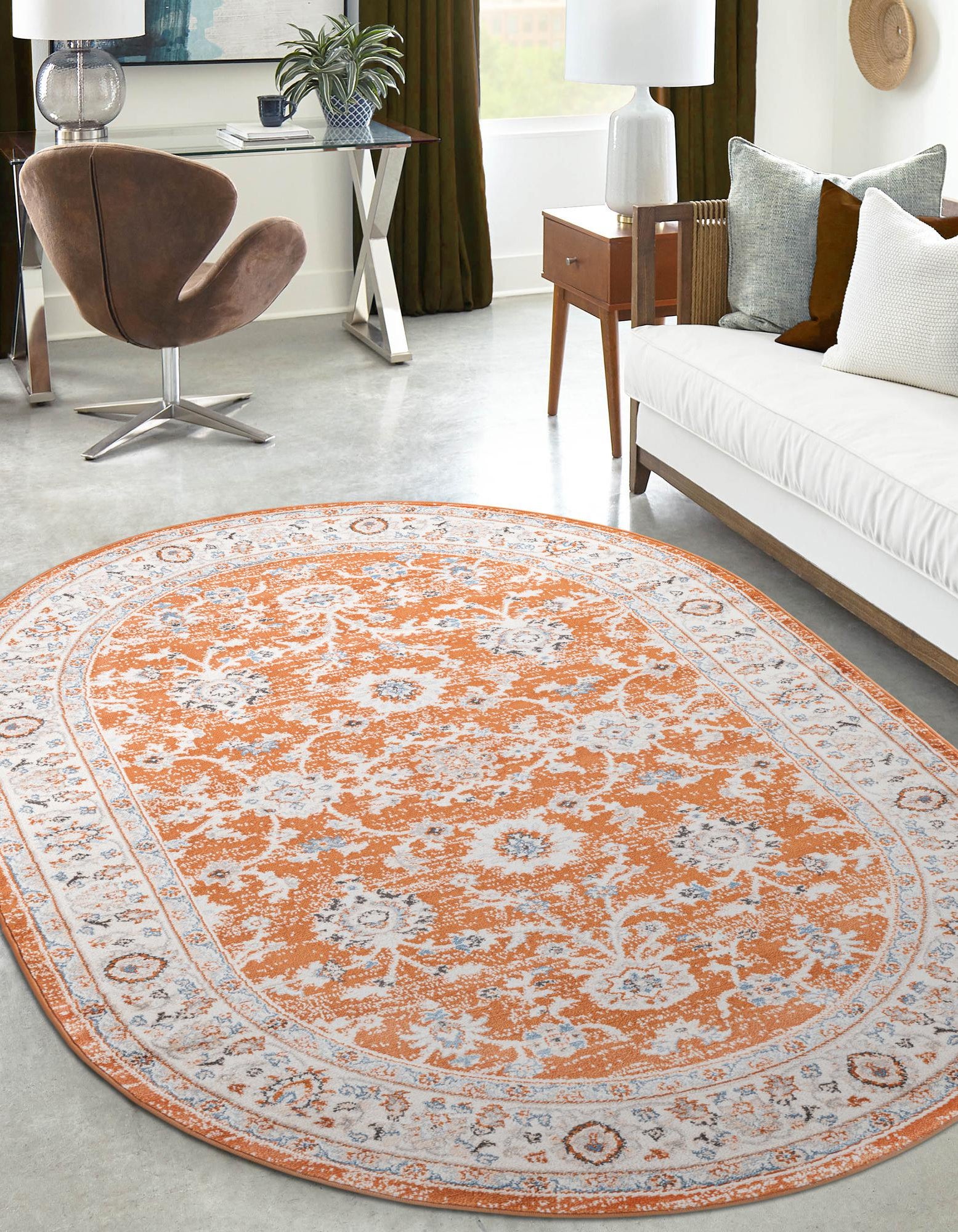 Rust Red 5' 3 x 8' Charlotte Oval Rug | Rugs.com