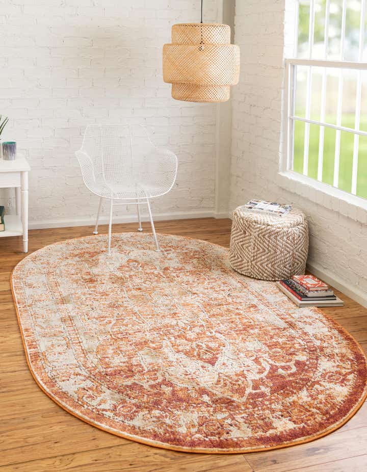 Rust Red 7' 10 x 10' Isabella Oval Rug | Rugs.com